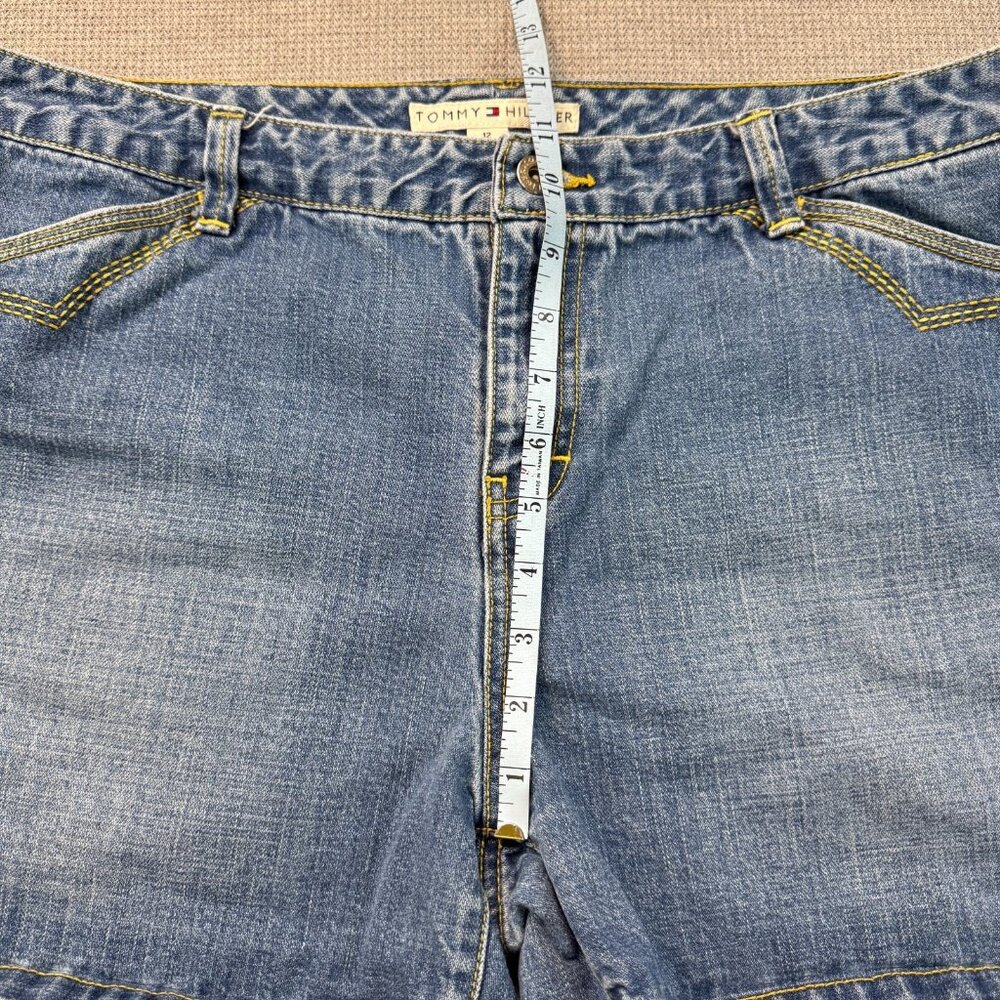 Tommy Hilfiger Womens Shorts Blue Denim Cotton Medium Wash Slash Pocket Size 12 - Picture 9 of 12